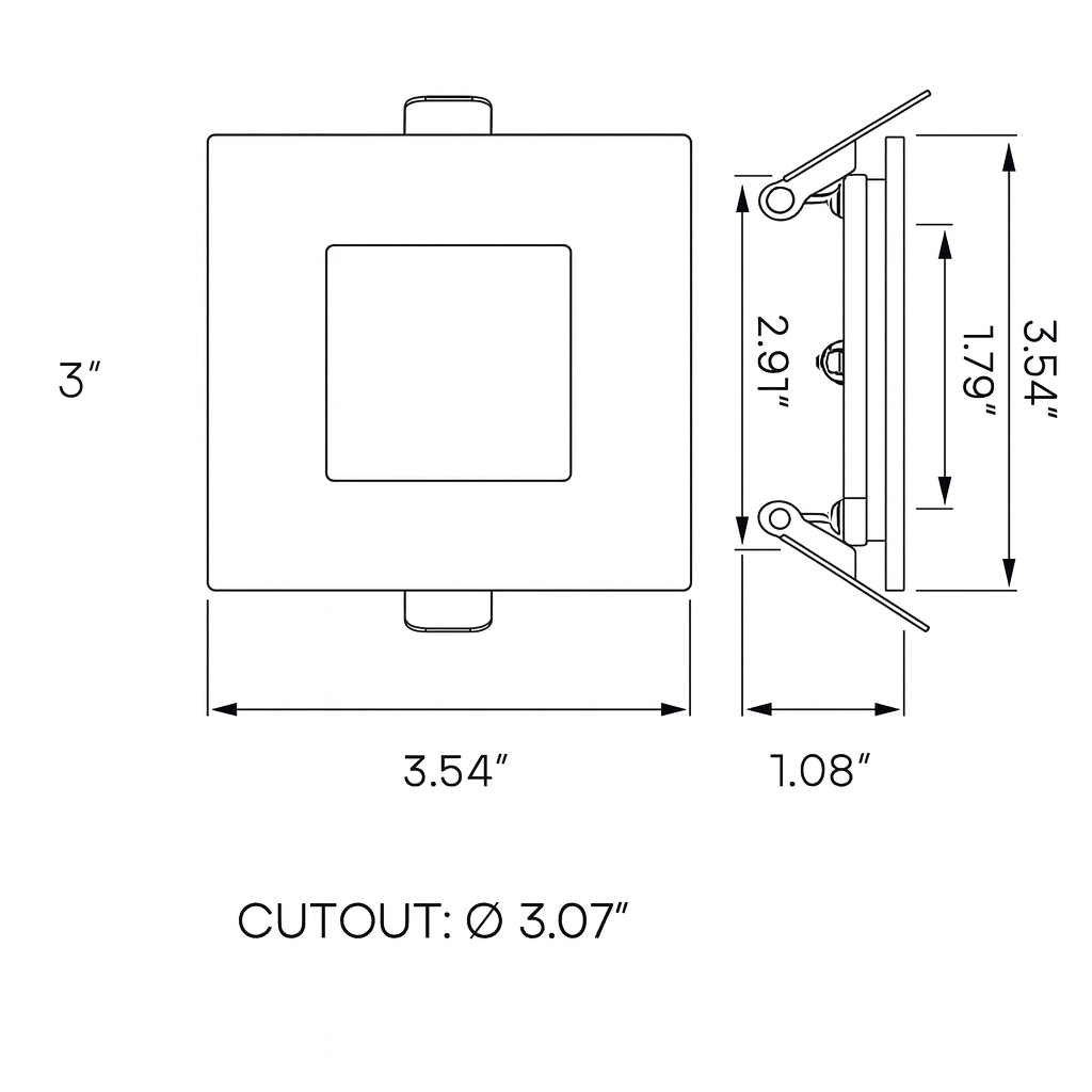 3.0-Inch SQ Smooth Recessed Panelite Downlight Series