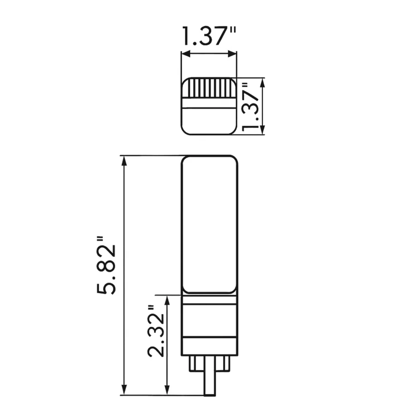 7W Hybrid Horizontal PL Retrofit Lamp - G23 Base