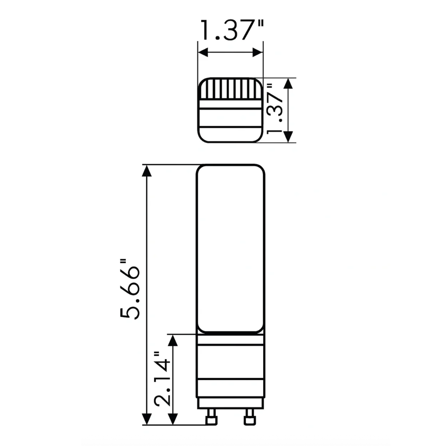 7W Hybrid Horizontal PL Retrofit Lamp - GU24 Base