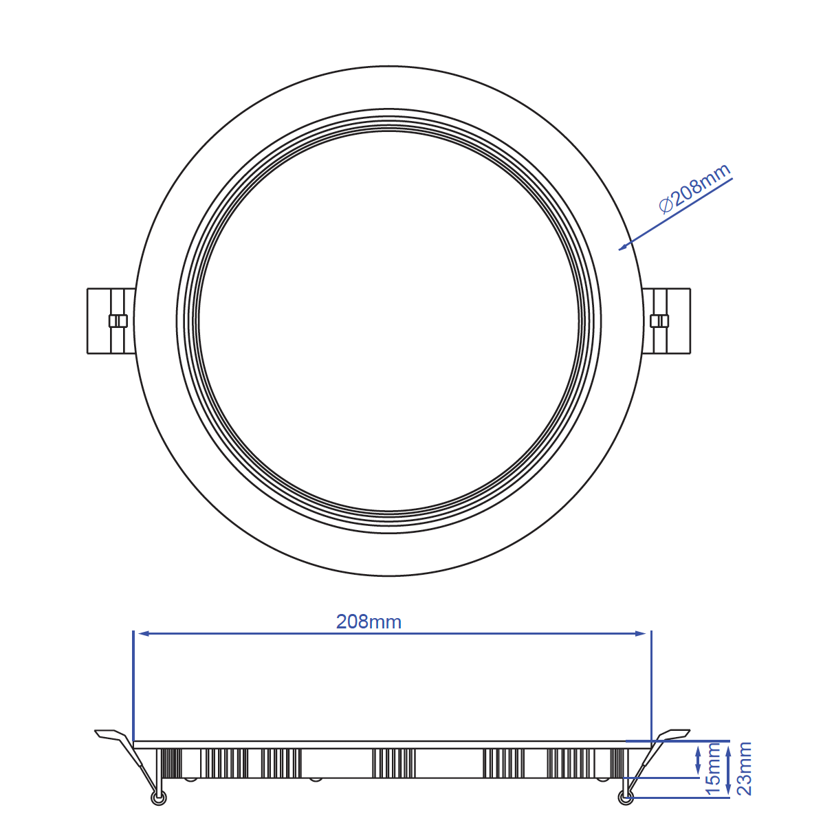 8.0-Inch Round Recessed Baffle Panelite Downlight