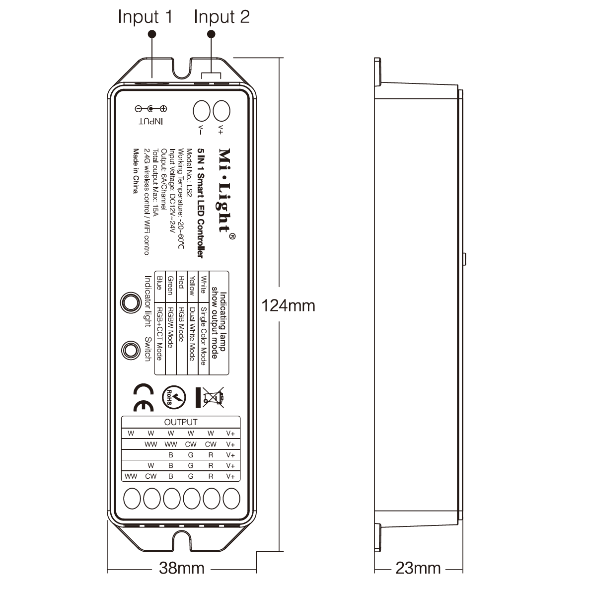 RGBWWW Smart LED Control Receiver – LS2 Series (5-in-1 LED Receiver)