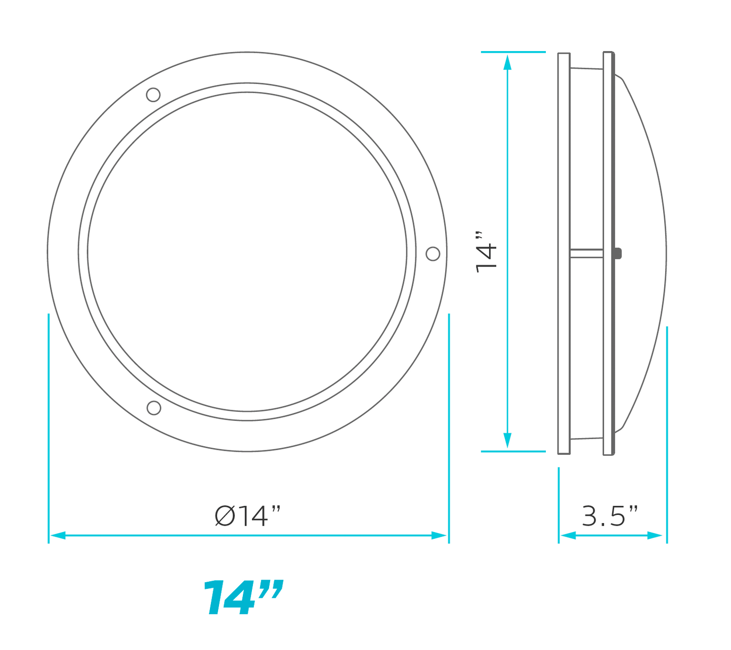 14.0-Inch Luxrite LED Flush Mount Chrome