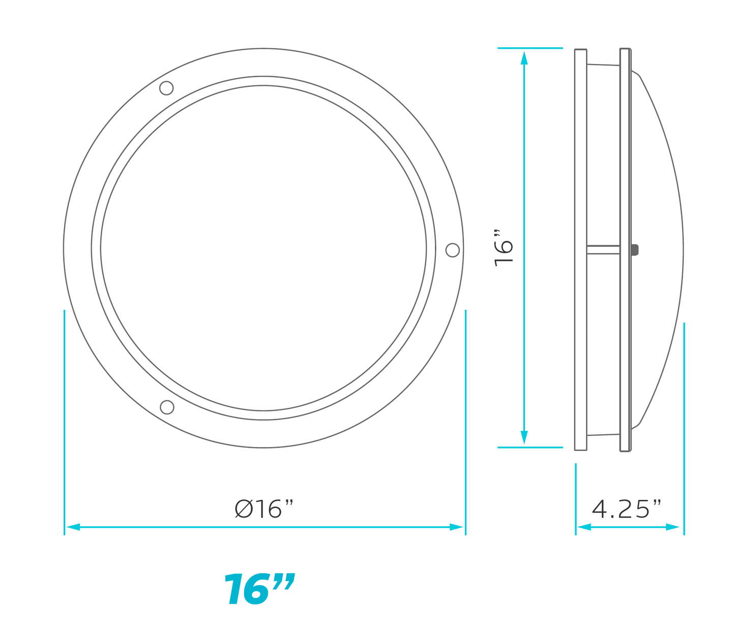 16.0-Inch Luxrite LED Flush Mount Chrome