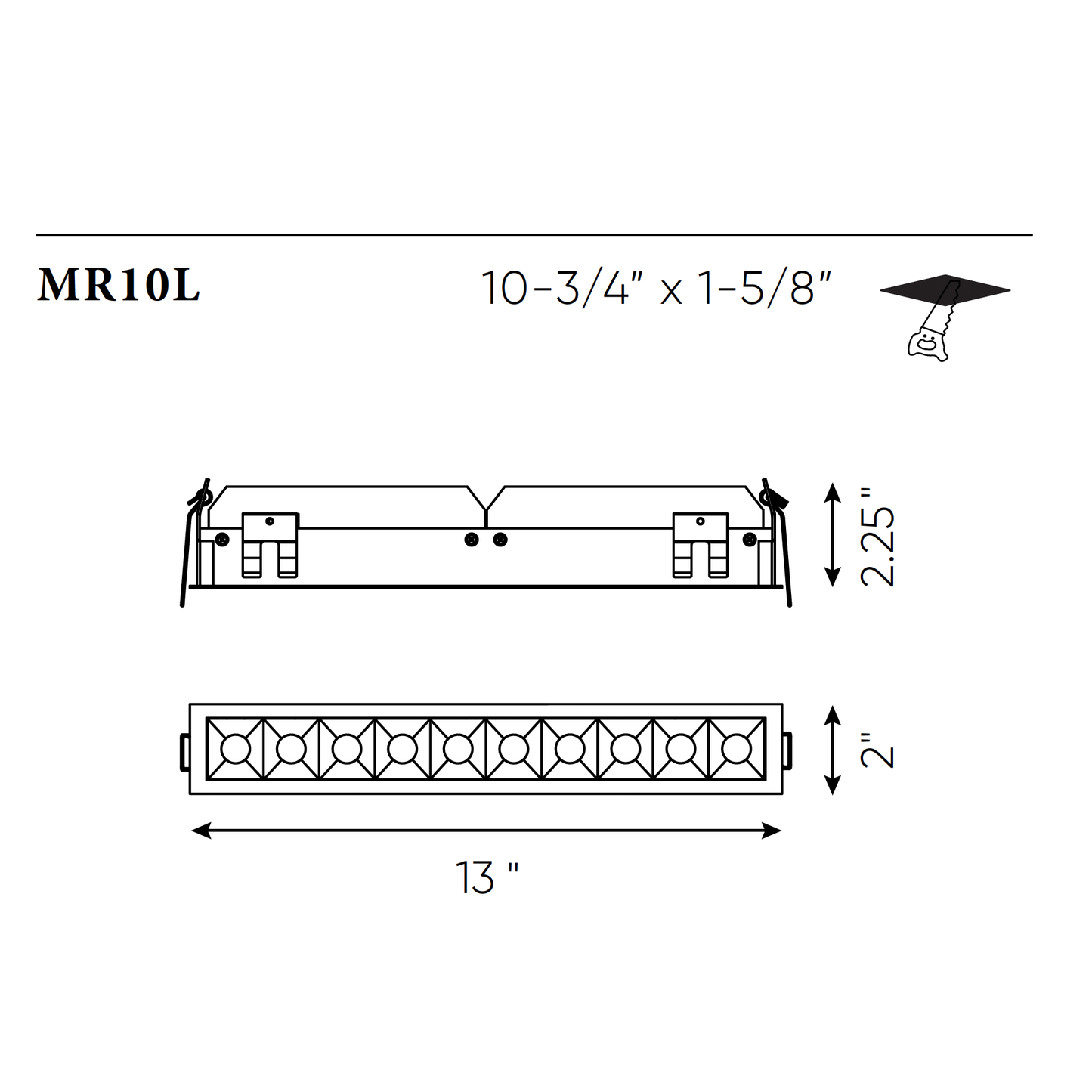 13.75" – 30W Nugget Recessed LED Downlight – MR10L