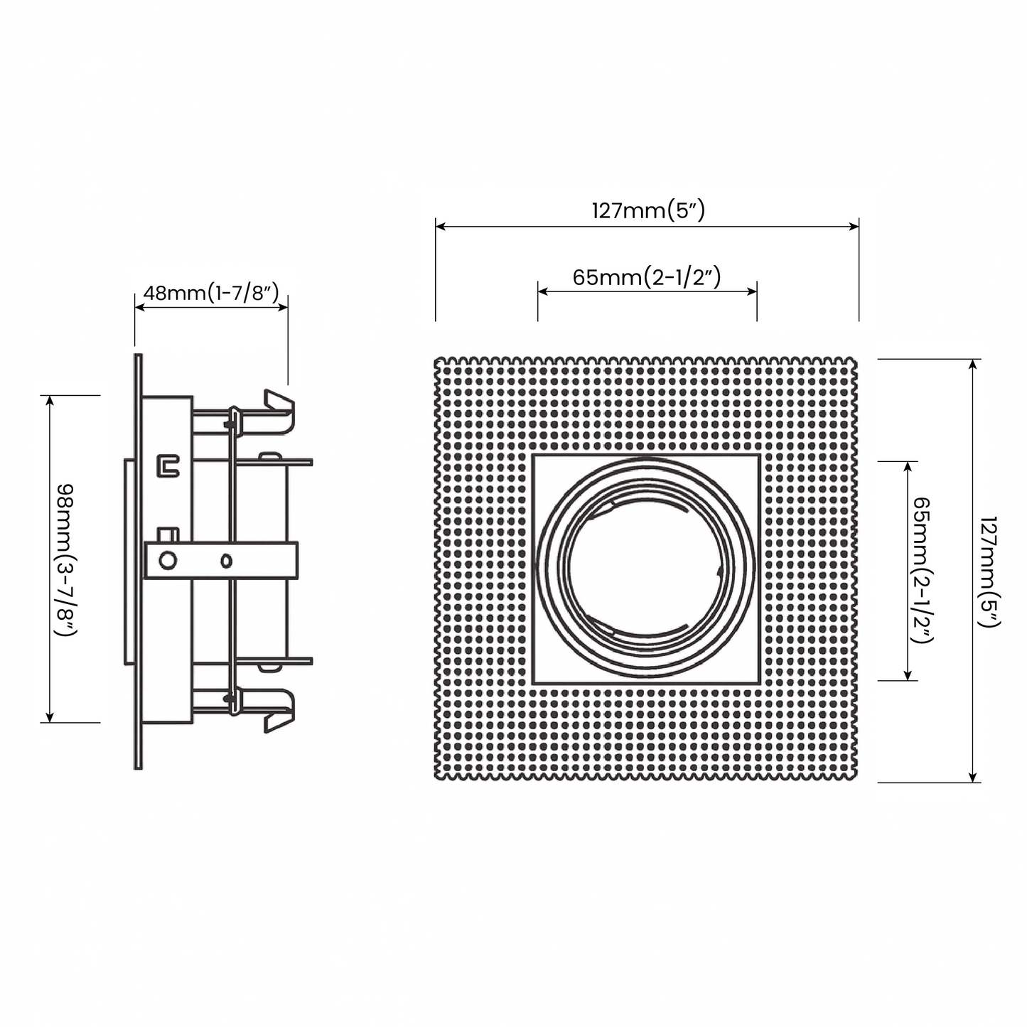 3.0-Inch Square Trimless Gimbal Trim – TS6733 Series