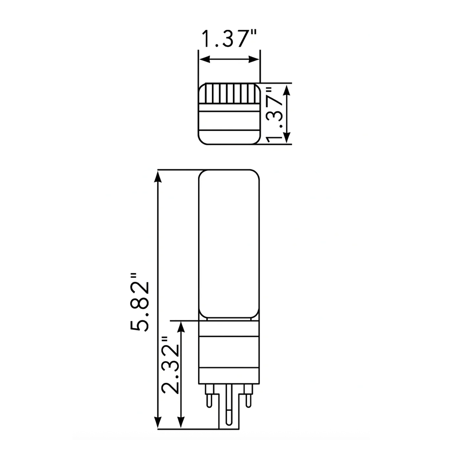 7W Hybrid Horizontal PL Retrofit Lamp - G24D Base