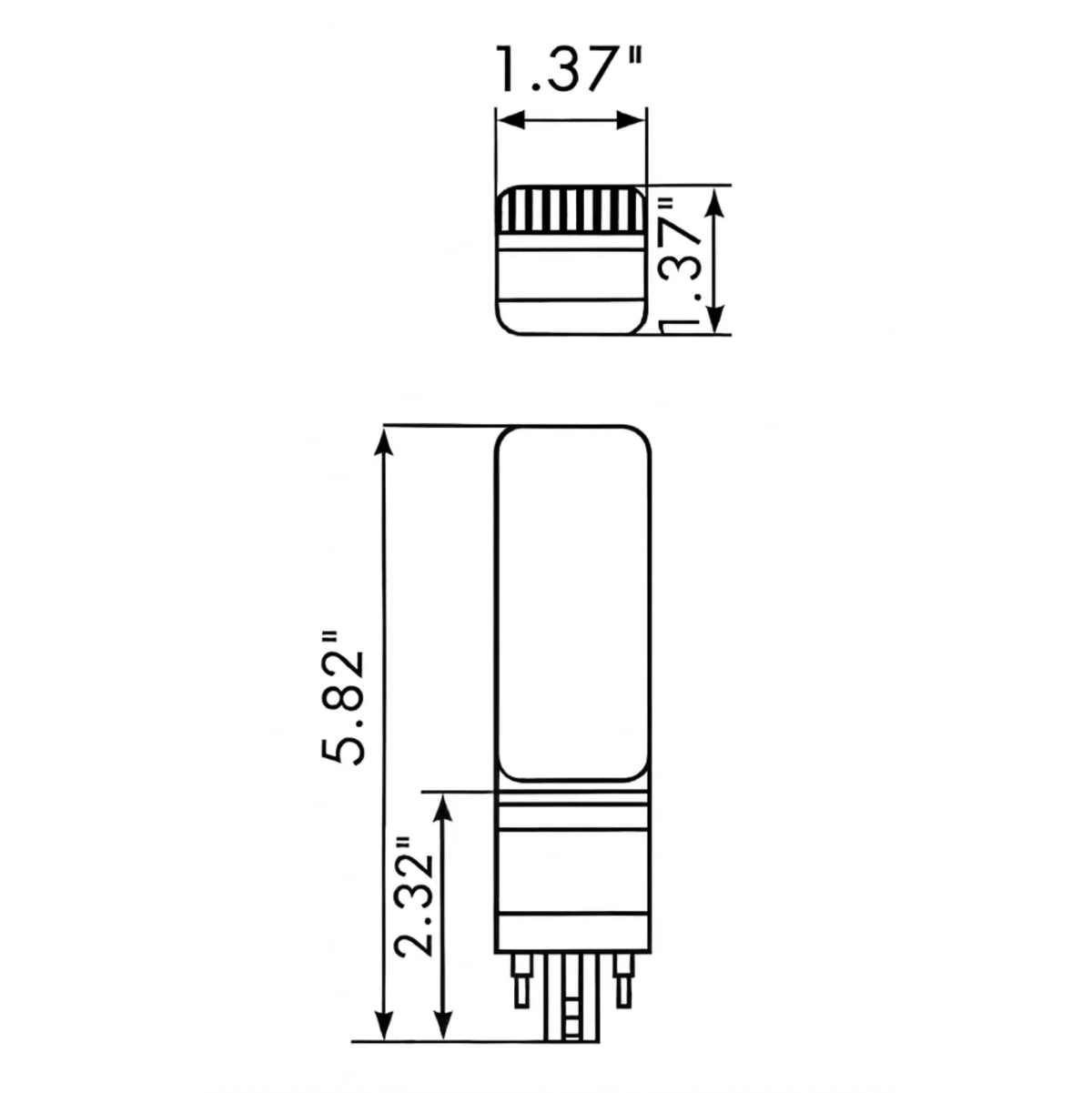 7W Hybrid Horizontal PL Retrofit Lamp - G24Q Base