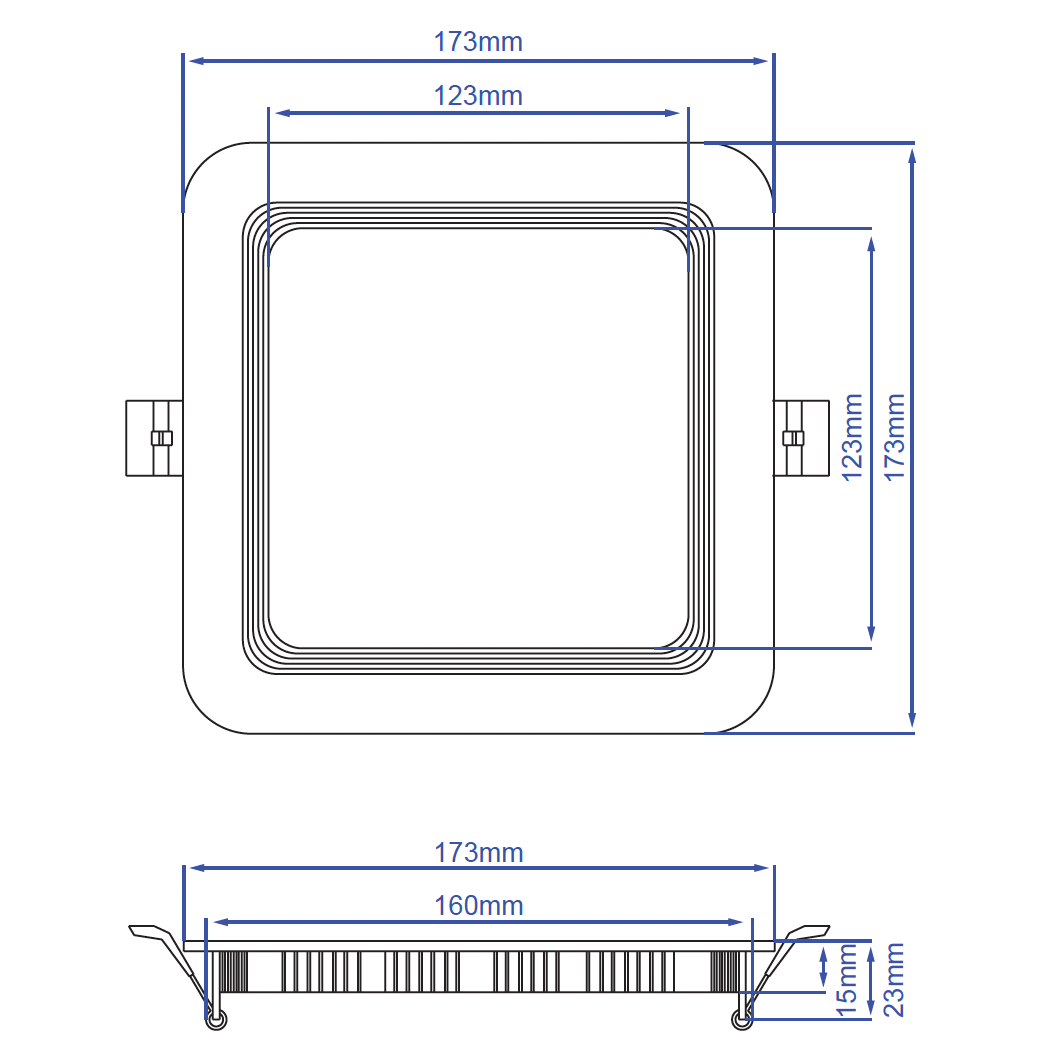 6.0-Inch Square Recessed Baffle Panelite Downlight