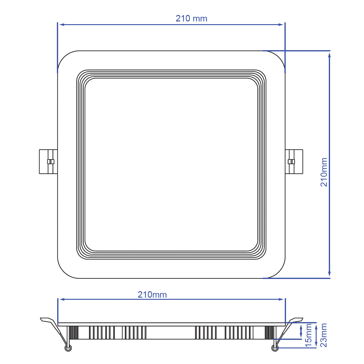 8.0-Inch Square Recessed Baffle Panelite Downlight