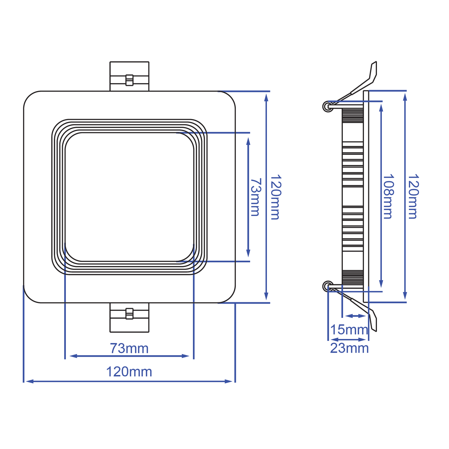 4.0-Inch Square Recessed Baffle Panelite Downlight