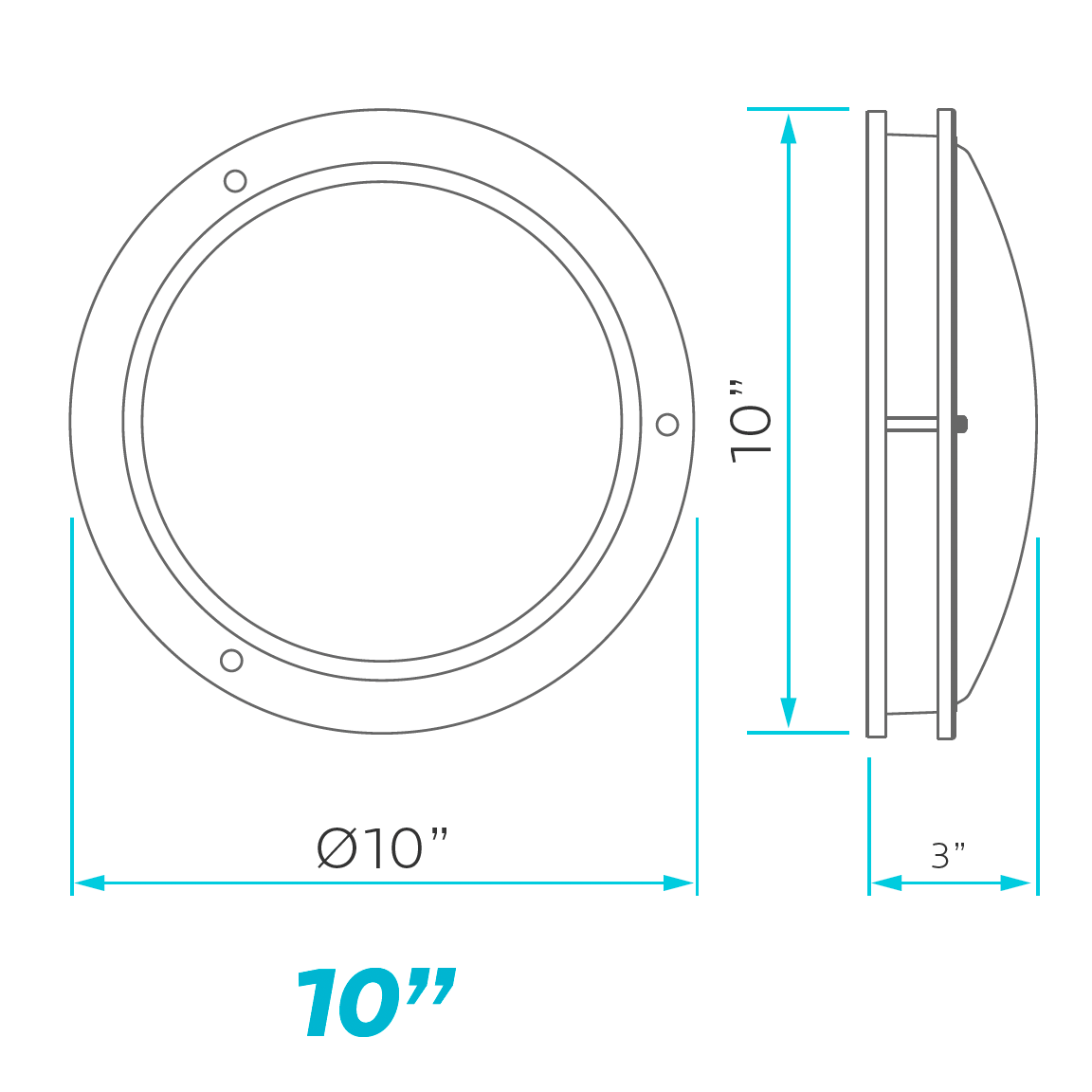 10.0-Inch Luxrite LED Flush Mount Chrome
