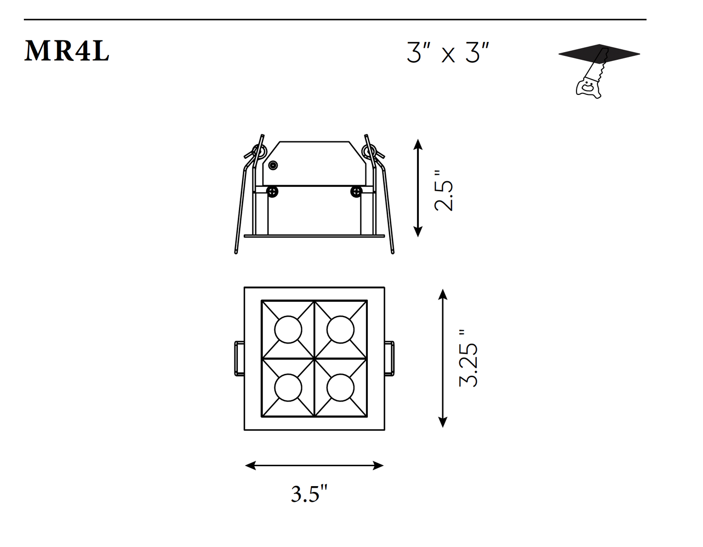 3.5" – 12W Nugget Recessed LED Downlight – MR4L