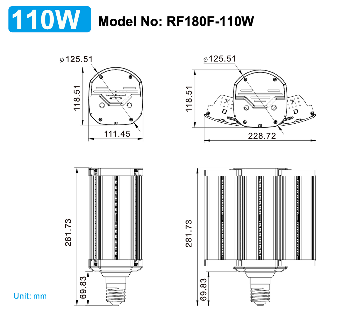 110W RetroFit Falcon 180 Lamp Series