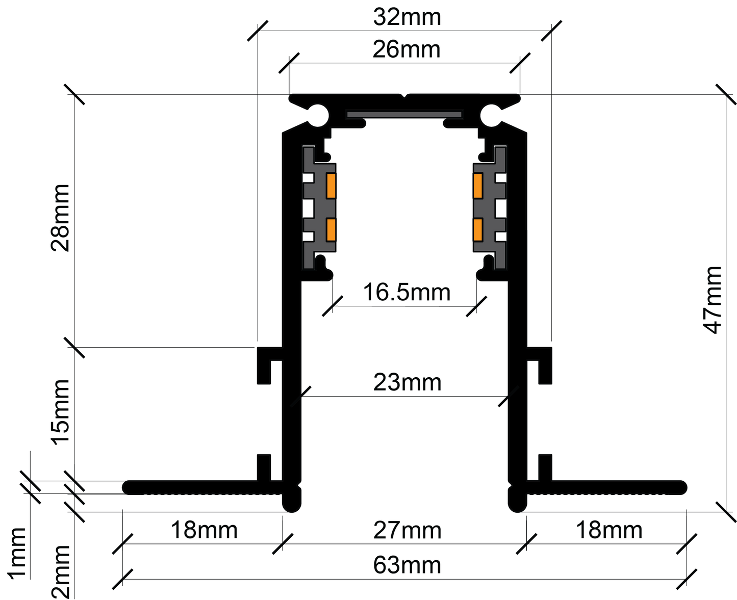 Micro Magnetic Recessed Trimless Track Series
